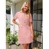 MEROKEETY Women’s Summer Bodycon Sweater Dress Business Casual Outfis Short Sleeve Knit Button Formal Elegant Work Dress(Pink)