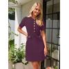 MEROKEETY Women’s Summer Bodycon Sweater Dress Business Casual Outfis Short Sleeve Knit Button Formal Elegant Work Dress(Plum)