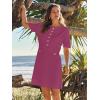 MEROKEETY Women’s Summer Bodycon Sweater Dress Business Casual Outfis Short Sleeve Knit Button Formal Elegant Work Dress(Rose)