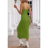 MEROKEETY Womens Summer Spring Midi Dress 2026 Beach Vacation Bodycon V Neck Casual Sleeveless Ribbed Knit Sweater Dresses(Green)
