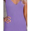 MEROKEETY Womens Summer Spring Midi Dress 2026 Beach Vacation Bodycon V Neck Casual Sleeveless Ribbed Knit Sweater Dresses(Purple)