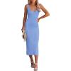 MEROKEETY Womens Summer Spring Midi Dress 2026 Beach Vacation Bodycon V Neck Casual Sleeveless Ribbed Knit Sweater Dresses(Skyblue)