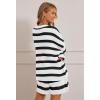 MEROKEETY Women’s 2 Piece Sweater Lounge Sets Striped Long Sleeve Shorts Oversized Matching Outfits(Blackcombo)