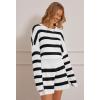 MEROKEETY Women’s 2 Piece Sweater Lounge Sets Striped Long Sleeve Shorts Oversized Matching Outfits(Blackcombo)