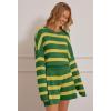 MEROKEETY Women’s 2 Piece Sweater Lounge Sets Striped Long Sleeve Shorts Oversized Matching Outfits(Grasscombo)