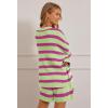 MEROKEETY Women’s 2 Piece Sweater Lounge Sets Striped Long Sleeve Shorts Oversized Matching Outfits(Greencombo)