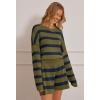 MEROKEETY Women’s 2 Piece Sweater Lounge Sets Striped Long Sleeve Shorts Oversized Matching Outfits(Olivecombo)