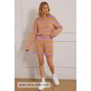MEROKEETY Women’s 2 Piece Sweater Lounge Sets Striped Long Sleeve Shorts Oversized Matching Outfits(Pinkcombo)