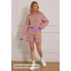 MEROKEETY Women’s 2 Piece Sweater Lounge Sets Striped Long Sleeve Shorts Oversized Matching Outfits(Purplecombo)