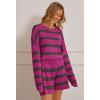 MEROKEETY Women’s 2 Piece Sweater Lounge Sets Striped Long Sleeve Shorts Oversized Matching Outfits(Rosecombo)