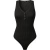 MEROKEETY Women’s Ribbed Tank Top Sleeveless Bodysuits Summer 2026 V Neck Button Body Suit Tummy Control Tshirt(Black)