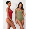 MEROKEETY Women’s Ribbed Tank Top Sleeveless Bodysuits Summer 2026 V Neck Button Body Suit Tummy Control Tshirt(Green)