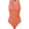 MEROKEETY Women’s Ribbed Tank Top Sleeveless Bodysuits Summer 2026 V Neck Button Body Suit Tummy Control Tshirt(Salmon)