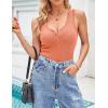 MEROKEETY Women’s Ribbed Tank Top Sleeveless Bodysuits Summer 2026 V Neck Button Body Suit Tummy Control Tshirt(Salmon)