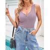 MEROKEETY Women’s Ribbed Tank Top Sleeveless Bodysuits Summer 2026 V Neck Button Body Suit Tummy Control Tshirt(Taro)