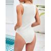 MEROKEETY Women’s Ribbed Tank Top Sleeveless Bodysuits Summer 2026 V Neck Button Body Suit Tummy Control Tshirt(White)