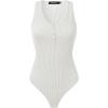 MEROKEETY Women’s Ribbed Tank Top Sleeveless Bodysuits Summer 2026 V Neck Button Body Suit Tummy Control Tshirt(White)