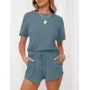 MEROKEETY Women’s Short Sleeve Waffle Pajama Sets Lounge Top and Shorts 2 Piece Tracksuit Outfits(Blue)