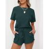 MEROKEETY Women’s Short Sleeve Waffle Pajama Sets Lounge Top and Shorts 2 Piece Tracksuit Outfits(Dark Green)