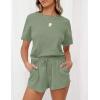 MEROKEETY Women’s Short Sleeve Waffle Pajama Sets Lounge Top and Shorts 2 Piece Tracksuit Outfits(Green)
