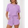MEROKEETY Women’s Short Sleeve Waffle Pajama Sets Lounge Top and Shorts 2 Piece Tracksuit Outfits(Purple)