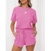 MEROKEETY Women’s Short Sleeve Waffle Pajama Sets Lounge Top and Shorts 2 Piece Tracksuit Outfits(Rose Pink)