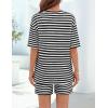 MEROKEETY Women’s Summer 2 Piece Lounge Sets 2026 Casual Short Sleeve Striped Tops Shorts Matching Airport Travel Outfits(Black)