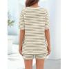 MEROKEETY Women’s Summer 2 Piece Lounge Sets 2026 Casual Short Sleeve Striped Tops Shorts Matching Airport Travel Outfits(Green)