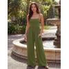 MEROKEETY Women’s Summer Casual Rompers Sleeveless Spaghetti Strap Boho Wide Leg Jumpsuits Travel Vacation Outfits Overalls(Armygreen)