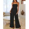 MEROKEETY Women’s Summer Casual Rompers Sleeveless Spaghetti Strap Boho Wide Leg Jumpsuits Travel Vacation Outfits Overalls(Black)