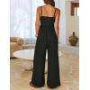 MEROKEETY Women’s Summer Casual Rompers Sleeveless Spaghetti Strap Boho Wide Leg Jumpsuits Travel Vacation Outfits Overalls(Black)