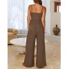 MEROKEETY Women’s Summer Casual Rompers Sleeveless Spaghetti Strap Boho Wide Leg Jumpsuits Travel Vacation Outfits Overalls(Brown)