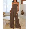 MEROKEETY Women’s Summer Casual Rompers Sleeveless Spaghetti Strap Boho Wide Leg Jumpsuits Travel Vacation Outfits Overalls(Brown)