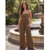 MEROKEETY Women’s Summer Casual Rompers Sleeveless Spaghetti Strap Boho Wide Leg Jumpsuits Travel Vacation Outfits Overalls(Brown)