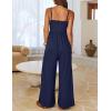 MEROKEETY Women’s Summer Casual Rompers Sleeveless Spaghetti Strap Boho Wide Leg Jumpsuits Travel Vacation Outfits Overalls(Navy)