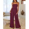 MEROKEETY Women’s Summer Casual Rompers Sleeveless Spaghetti Strap Boho Wide Leg Jumpsuits Travel Vacation Outfits Overalls(Wine)