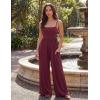 MEROKEETY Women’s Summer Casual Rompers Sleeveless Spaghetti Strap Boho Wide Leg Jumpsuits Travel Vacation Outfits Overalls(Wine)