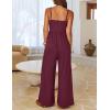 MEROKEETY Women’s Summer Casual Rompers Sleeveless Spaghetti Strap Boho Wide Leg Jumpsuits Travel Vacation Outfits Overalls(Wine)