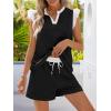 MEROKEETY Women’s Summer Two Piece Short Sets Ruffle Sleeve V Neck Cute Tops Matching Lounge Outfits(Black)