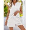 MEROKEETY Women’s Summer Two Piece Short Sets Ruffle Sleeve V Neck Cute Tops Matching Lounge Outfits(Heathergrey)