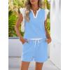 MEROKEETY Women’s Summer Two Piece Short Sets Ruffle Sleeve V Neck Cute Tops Matching Lounge Outfits(Lightblue)