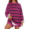MEROKEETY Women’s 2 Piece Sweater Lounge Sets Striped Long Sleeve Shorts Oversized Matching Outfits(Rosecombo)