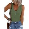 MEROKEETY Women’s Ribbed Tank Top Sleeveless Bodysuits Summer 2026 V Neck Button Body Suit Tummy Control Tshirt(Green)