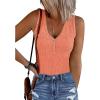 MEROKEETY Women’s Ribbed Tank Top Sleeveless Bodysuits Summer 2026 V Neck Button Body Suit Tummy Control Tshirt(Salmon)