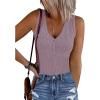 MEROKEETY Women’s Ribbed Tank Top Sleeveless Bodysuits Summer 2026 V Neck Button Body Suit Tummy Control Tshirt(Taro)