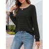 MEROKEETY Women’s 2025 Fall Lightweight Sweater Shirt Long Sleeve Boat Neck Ribbed Knitted Tunic Pullover Tops(Black)