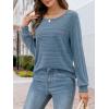 MEROKEETY Women’s 2025 Fall Lightweight Sweater Shirt Long Sleeve Boat Neck Ribbed Knitted Tunic Pullover Tops(Dustyblue)