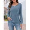 MEROKEETY Women’s 2025 Fall Lightweight Sweater Shirt Long Sleeve Boat Neck Ribbed Knitted Tunic Pullover Tops(Dustyblue)