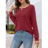 MEROKEETY Women’s 2025 Fall Lightweight Sweater Shirt Long Sleeve Boat Neck Ribbed Knitted Tunic Pullover Tops(Wine)