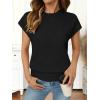 MEROKEETY Women’s Fall Fuzzy Fleece Sweater Vest Cozy Cap Sleeve Crew Neck Pullover Knit Tops(Black)